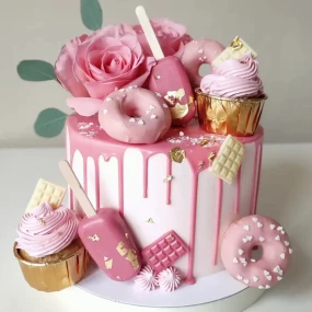 Pink Candy Birthday Cake 